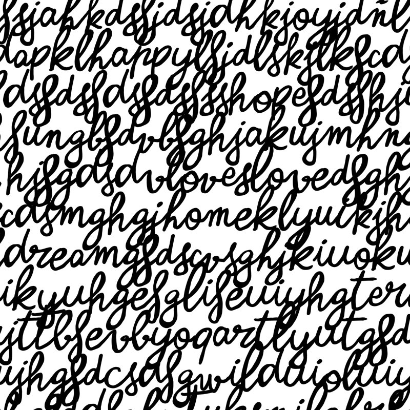 «Monochromatique Lovely Words» - Art textuel, Toile tendue, Non, H 12 po x l 12 po