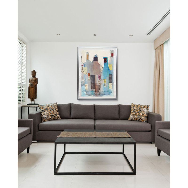« the wine bouteilles i », impression, H 24 po x l 20 po x P 1,5 po, Cadre argenté