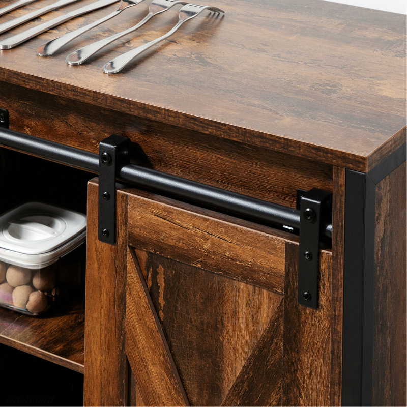 Sideboard Buffet Cabinet, Coffee Bar Cabinet, Kitchen Cabinet With Sliding Barn Doors, Storage Cabinet For Home
