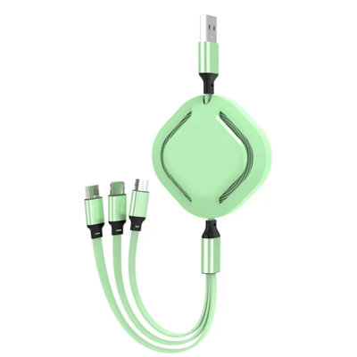 Câble de charge rapide rétractable 3 en 1, cordon de chargeur universel multi-ports 2,1a 43,3 pouces compatible avec la ligne de charge de voyage portable Lightning Micro USB Type C