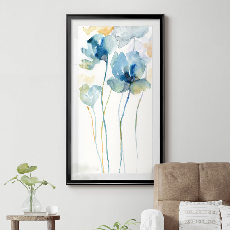 Wildflower Blues II - Cadre photo, reproduction d'art sur papier, H 22,5 po x l 42,5 po x P 1,5 po, Cadre noir