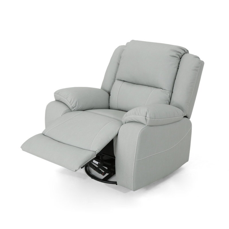 Anavia Faux Leather Swivel Recliner, Light Gray