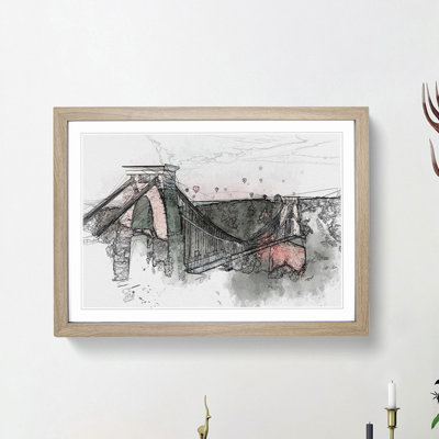 Clifton Suspension Bridge in Bristol in Abstract - Picture Frame Graphic Art Print on MDF