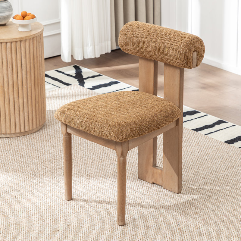 Chaise rembourrée en bois massif Morral, Jaune