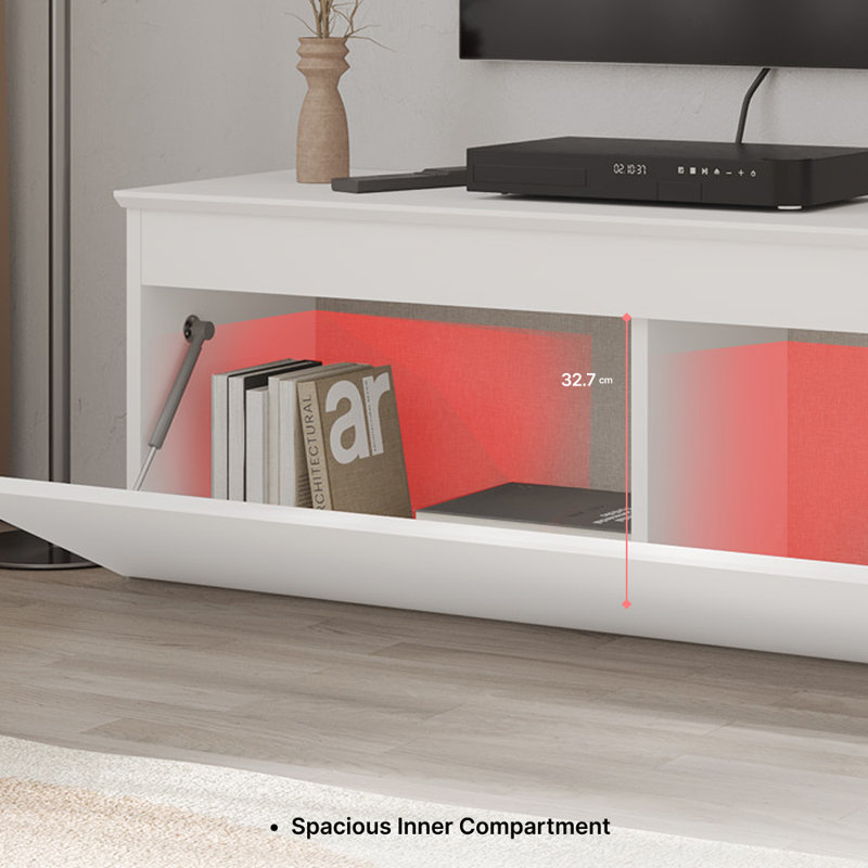  Modern Tv Stand Up To 40" Tvs With Soft-close Drop-down Door, Sage Green
