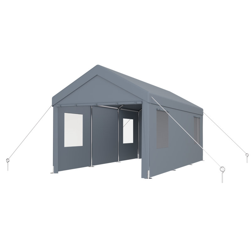 Carport 12' X 20' Portable Garage, Heavy Duty Car Port Canopy, Gray