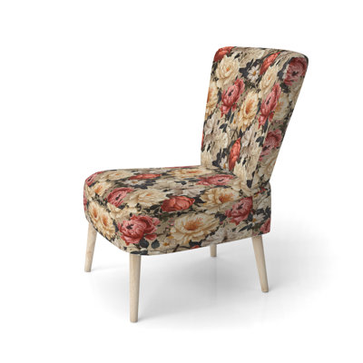 Renaissance Garden Botanical Pattern - Upholstered Scandinavian Side Chair, Botanical Nature Accent Chair