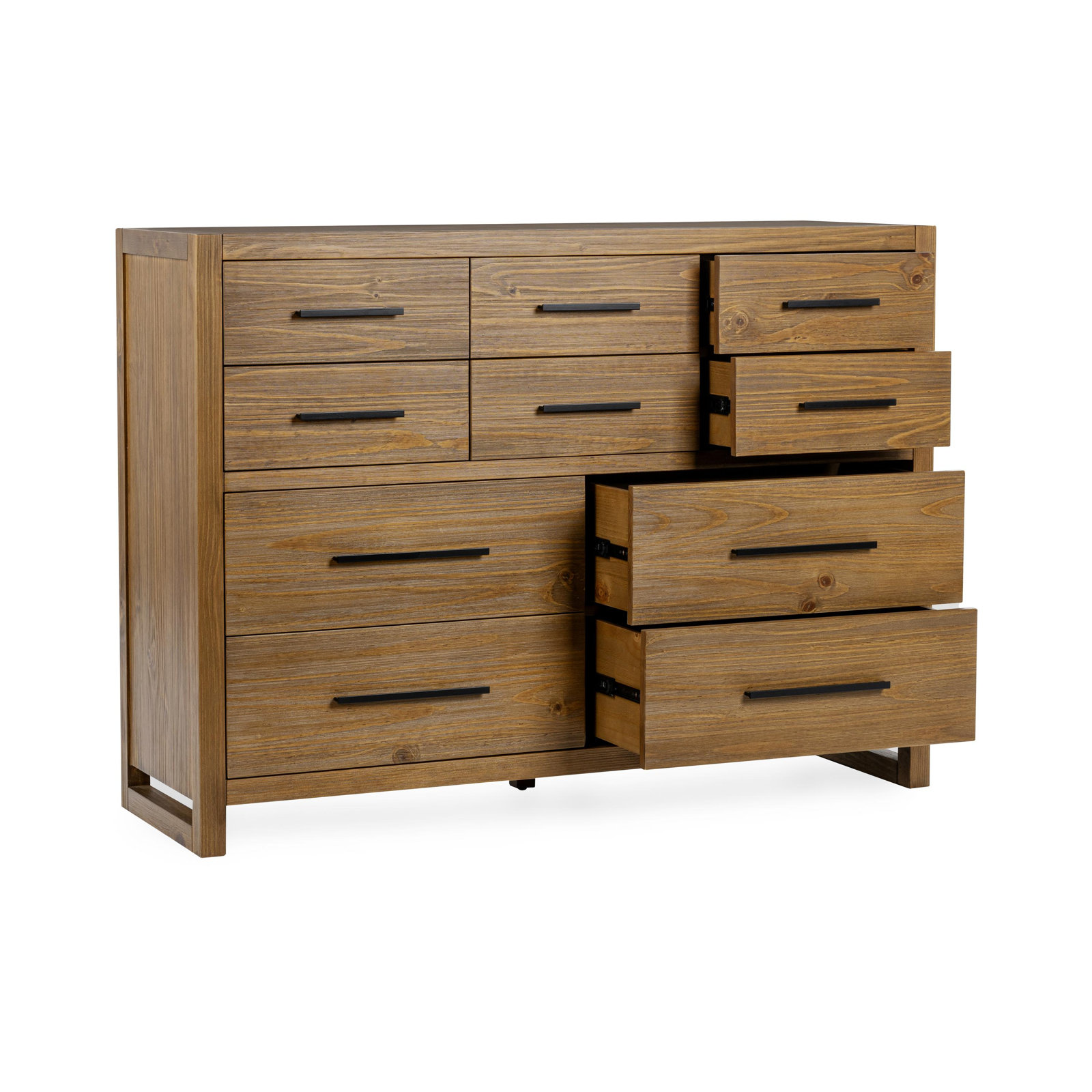 Modica 10-Drawer Solid Wood Dresser, Honey Brown
