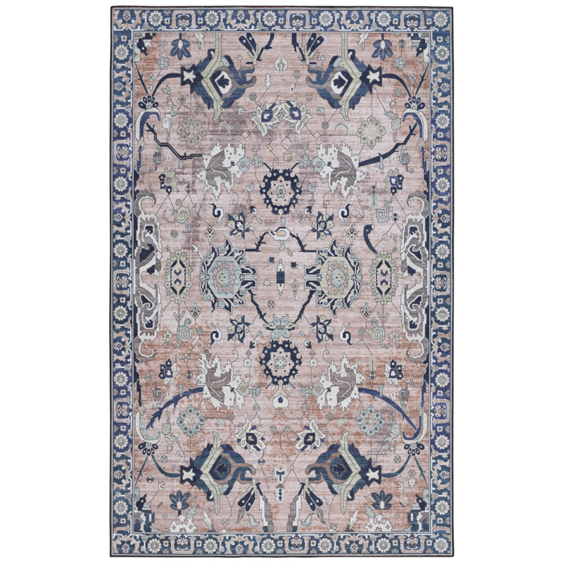 Tapis bleu clair / bleu marine Danna Performance, Rectangle 6 pi x 9 pi
