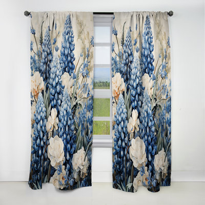 Beneduce - Rideau occultant floral bleu Bonnets - 1 panneau