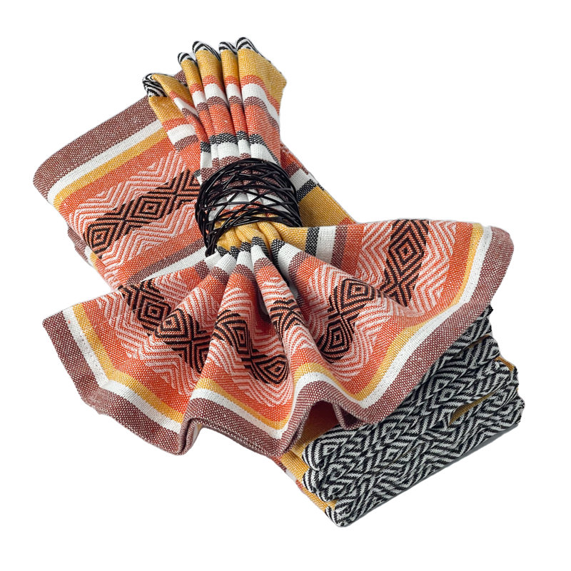 Ensemble de 6 serviettes de table en tissu rayé tissé Salsa, Récoltes