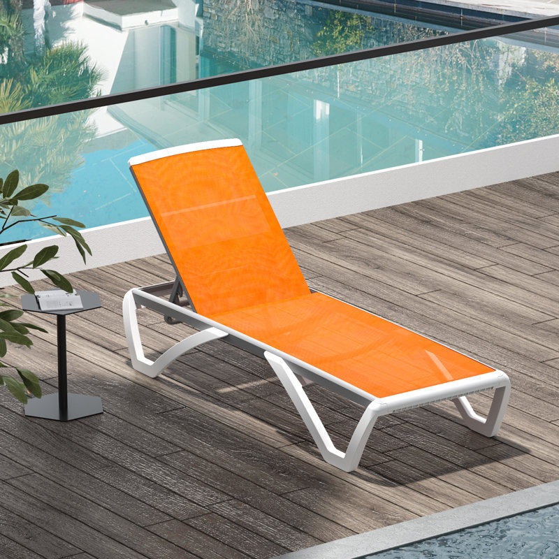 Colerain Outdoor Metal Chaise Lounge with Adjustable Positions, Orange