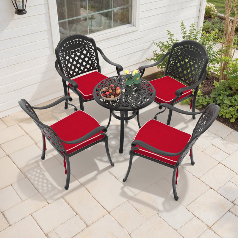 5-Piece Round Table Outdoor Cast Aluminum Dining Set, A Patio and Terrace Essential
