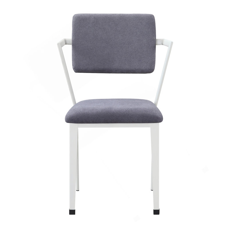 Chaise de bureau rembourrée grise et blanche, Blanc