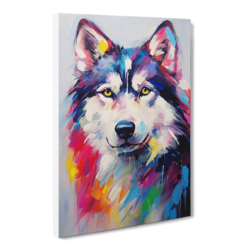 Husky Gestural No.2 - Wrapped Canvas, 50cm H x 35cm W x 3cm D