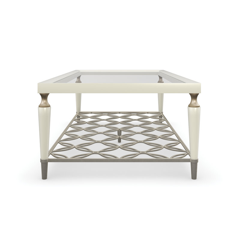 Glass Coffee Table, 17" H x 56" L x 28.5" W