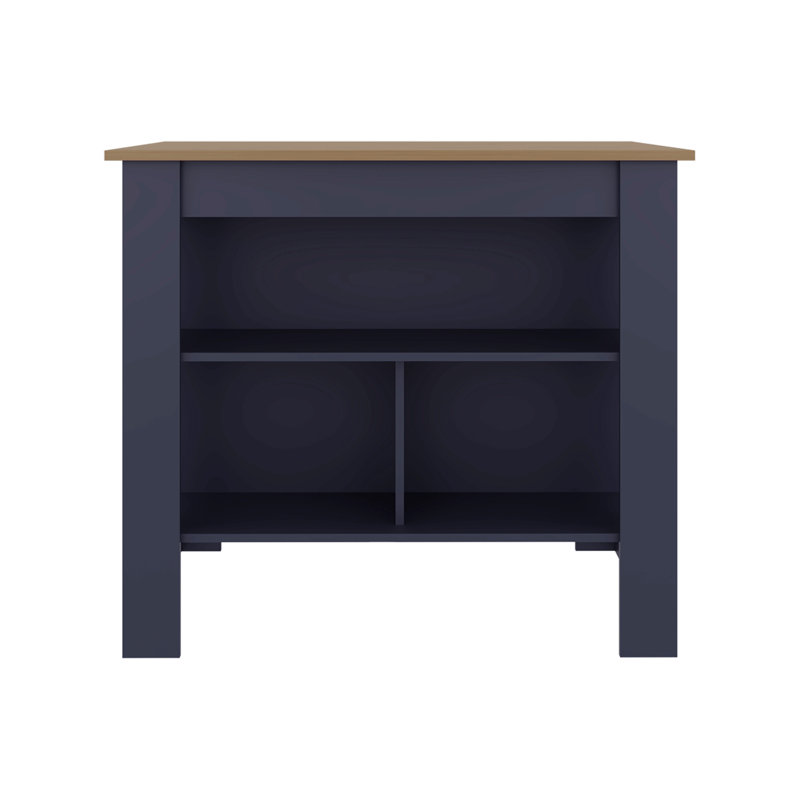 Kitchen Island With Three Open Shelves, One Top Shelf And Four Legs, Modern Kitchen Decor And Organizer