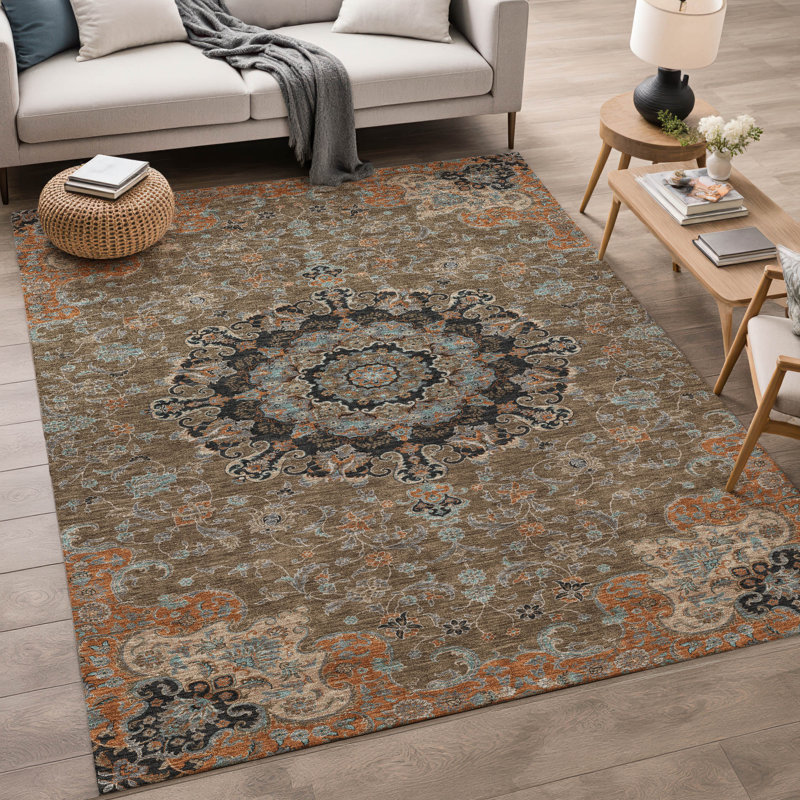 Tapis lavable à la machine intérieur / extérieur ACN2489, Chocolat, 10 pi x 14 pi