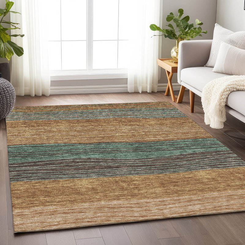 Premium Machine Washable Tweedy Terracotta Rug, Rectangle 10' x 14'