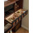 Medieval-Style Red Oak Sliding Corner Glass Door Bookcase