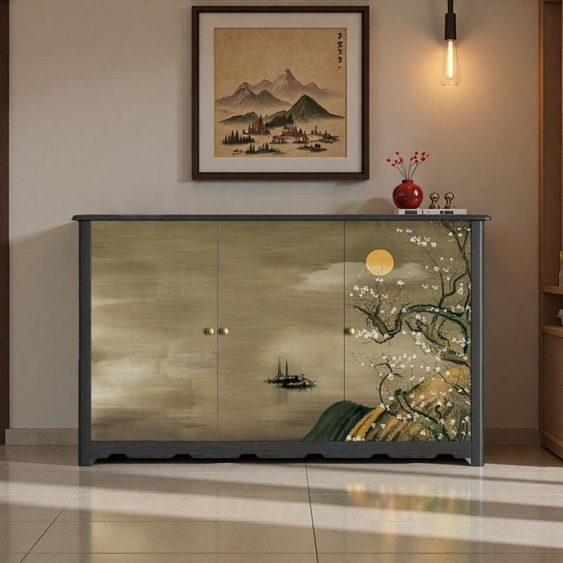 High-Quality Solid Wood Sideboard, Black