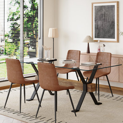 5-Piece Glass Top Dining Table Sets by Ivy Bronx