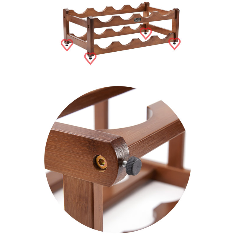 Brown Bamboo 2-Tier Wine Rack for 8 Bottles