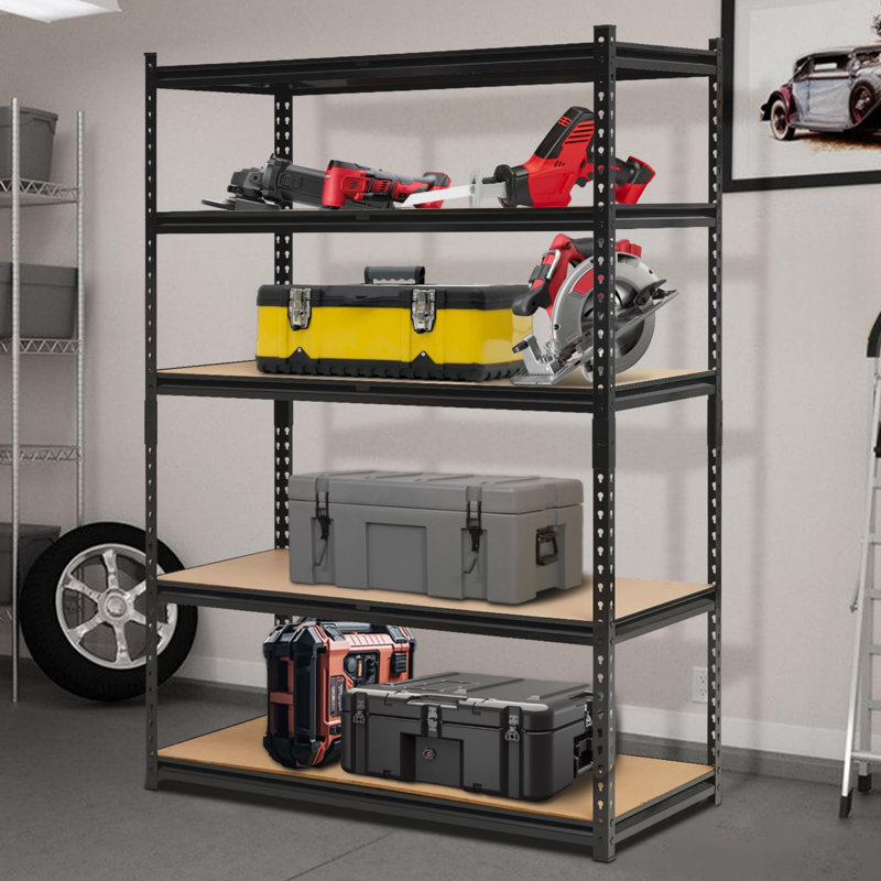Étagères de garage robustes, 5 tablettes de rangement réglables à 5 niveaux, 3 000 lb de charge, étagères de garage réglables, étagères de rangement en métal pour la remise, le sous-sol