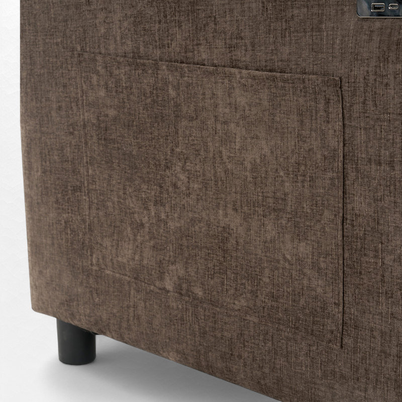 Canapé-lit gigogne escamotable avec ports USB, Brun