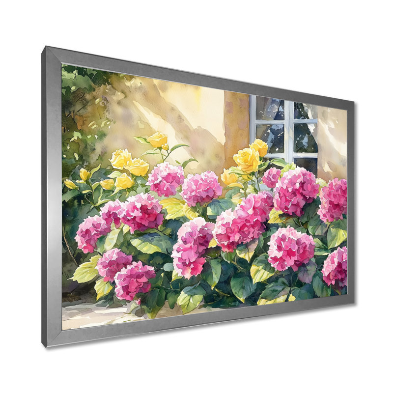 Isangue, Hortensias dans un jardin à la française - Hortensia, art mural, Reproduction encadrée d'une seule photo
