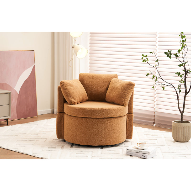 Chaise de rangement en tissu kaki avec coussin moelleux et coussin de dossier rembourré pivotant à 360 °