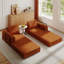 Canapé-lit convertible avec coussin cylindrique - Coussin en velours côtelé avec cadre de forme fixe pour le salon, la chambre à coucher, le salon, le studio-orange-71294584