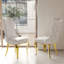 Glam White And Gold Dining Table Set With 4 White Leather Buttons Tufted Dining Chairs-944751717