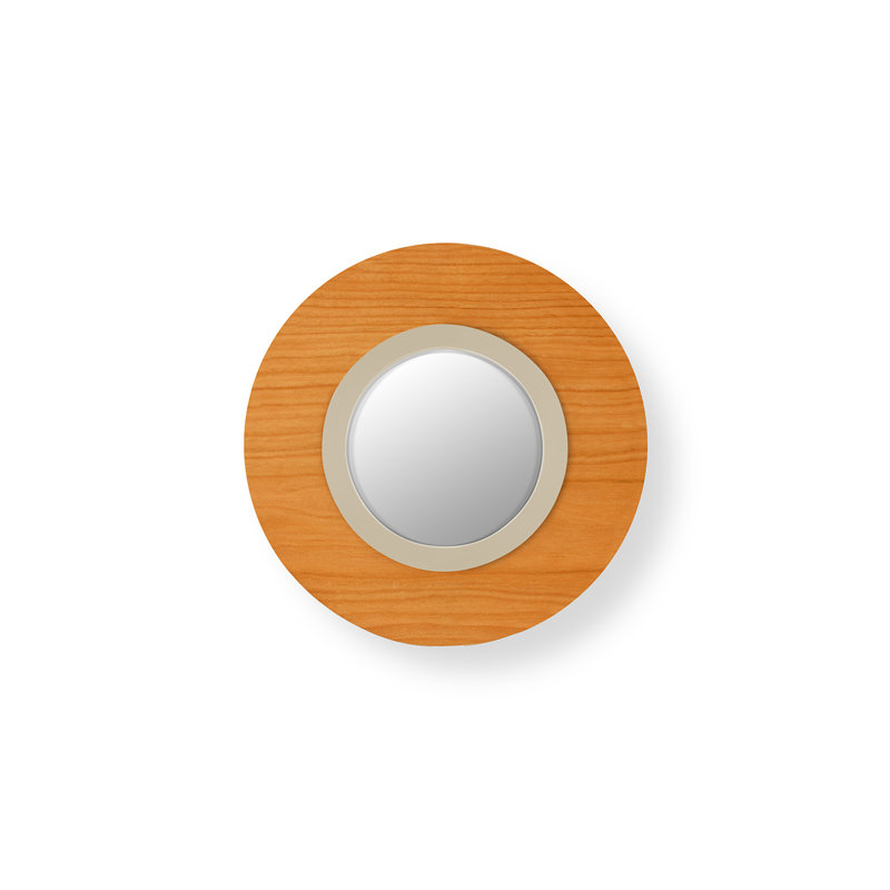 Lens Circular Wall Light - DIMTRIAC LED - Matte Ivory - Wood Veneer - Red Shade, Orange