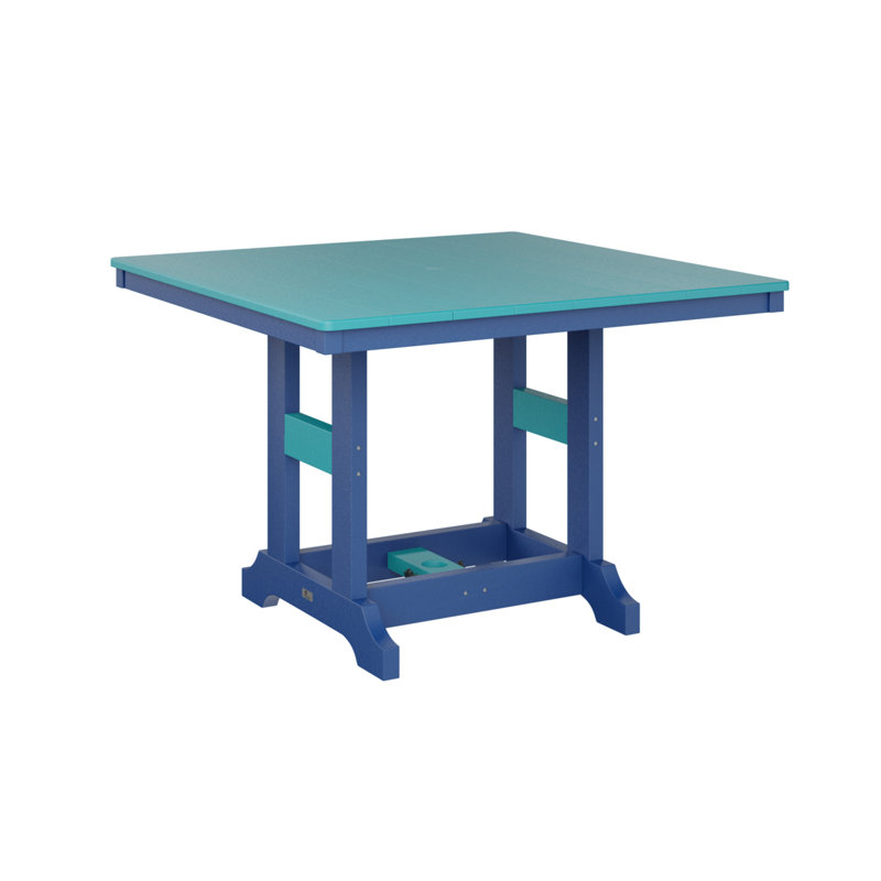 Garden Classic Outdoor Square Bar Table, Pacific Blue, Aruba Blue