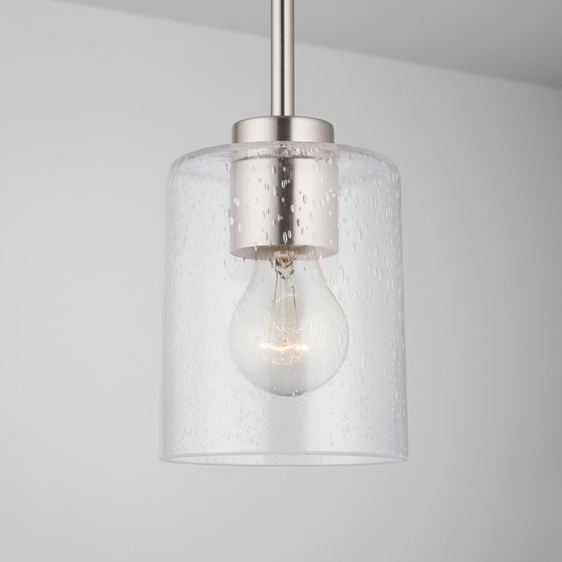Luminaire suspendu cylindrique à 1 lumière Greyson, Nickel brossé