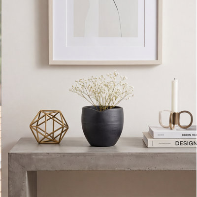 Modern Matte Black Aluminum Vase - Minimalist Decorative Vase for Dried Flowers and Pampas Grass