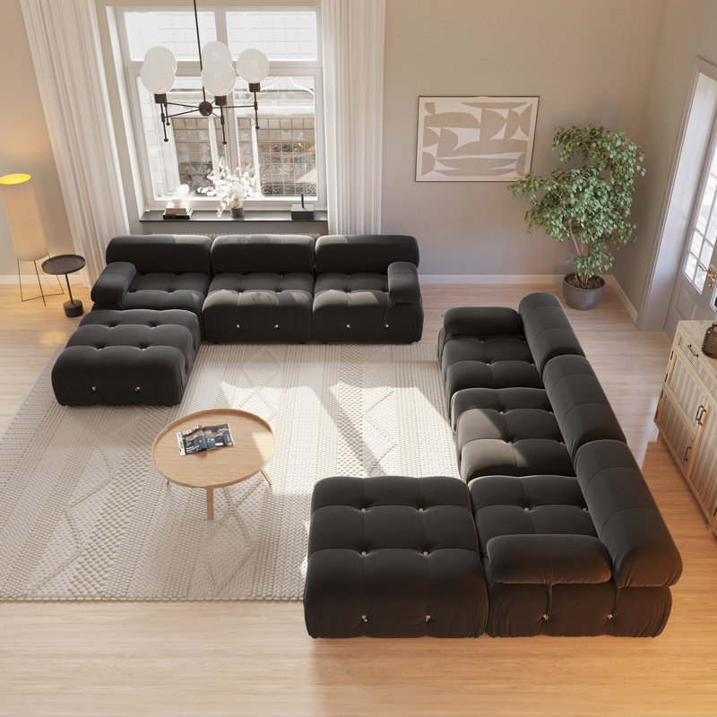 Ensemble de salon modulaire 2 pièces, Noir
