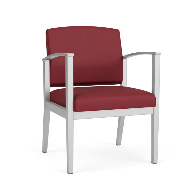 Chaise en métal Amherst, Vinyle Patriot Plus Bordeaux, Argent