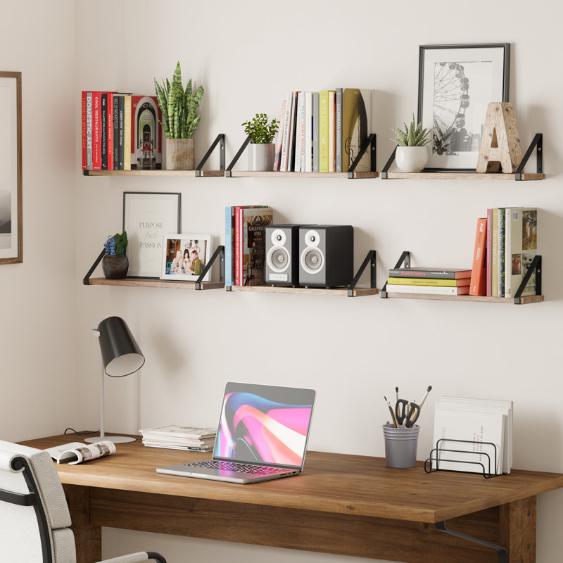 Bibliothèque murale flottante, tablettes de ferme, tablettes de salon, décor de bureau et bohème, options de finition spéciales 