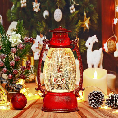 The Holiday Aisle® Christmas Musical Red Snow Globe Lantern Spinning Water  Glittering Snowman With Holiday Tree Scene, Battery & USB Powered Light For  Home Decoration