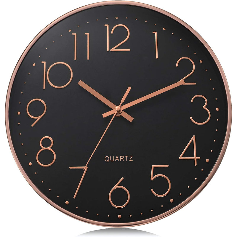 Wall Clock, Black/Rose Gold