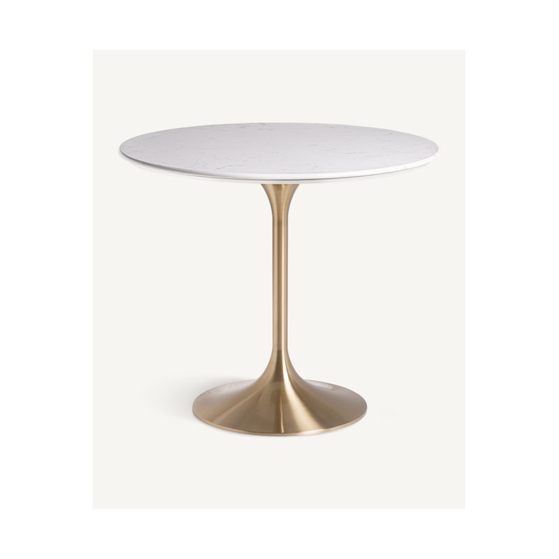 Round Metal Base Dining Table, Gray