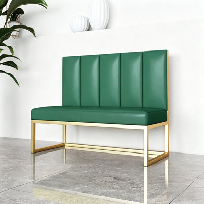 Green Faux Leather Two-Seater Reception Bench