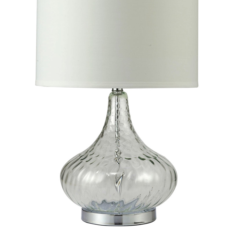 Lampe de table 24,5 "en verre" Leann ", verre transparent et chrome argenté