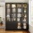 63" Glass Door Display Bookcase Cabinet With LED Lighting-1505938588