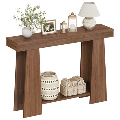 Farmhouse Console Table for Entryway, Sofa Table for Behind Couch,  Entryway Table with 2-Tier Shelves