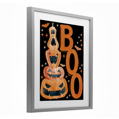 «Boo with Whimsical Jack-o-Lanterns», reproduction d'art sous verre, conception de Kim Allen