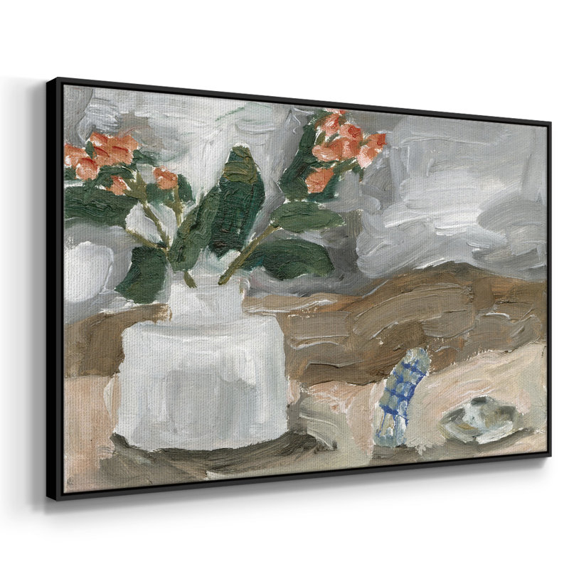 Vase de fleurs roses III, H 27 po x l 41 po x P 2 po, Noir