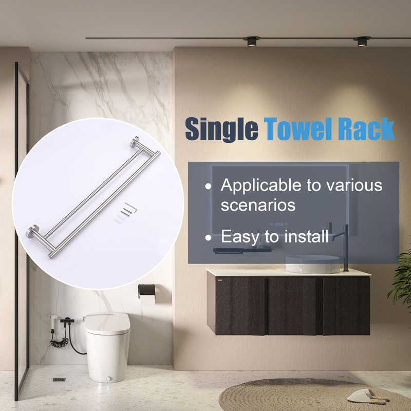Double Wall Mounted Towel Bar, Brushed Nickel